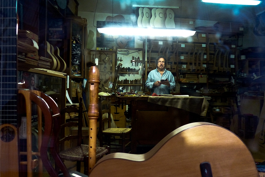 The guitar-man in his workshop